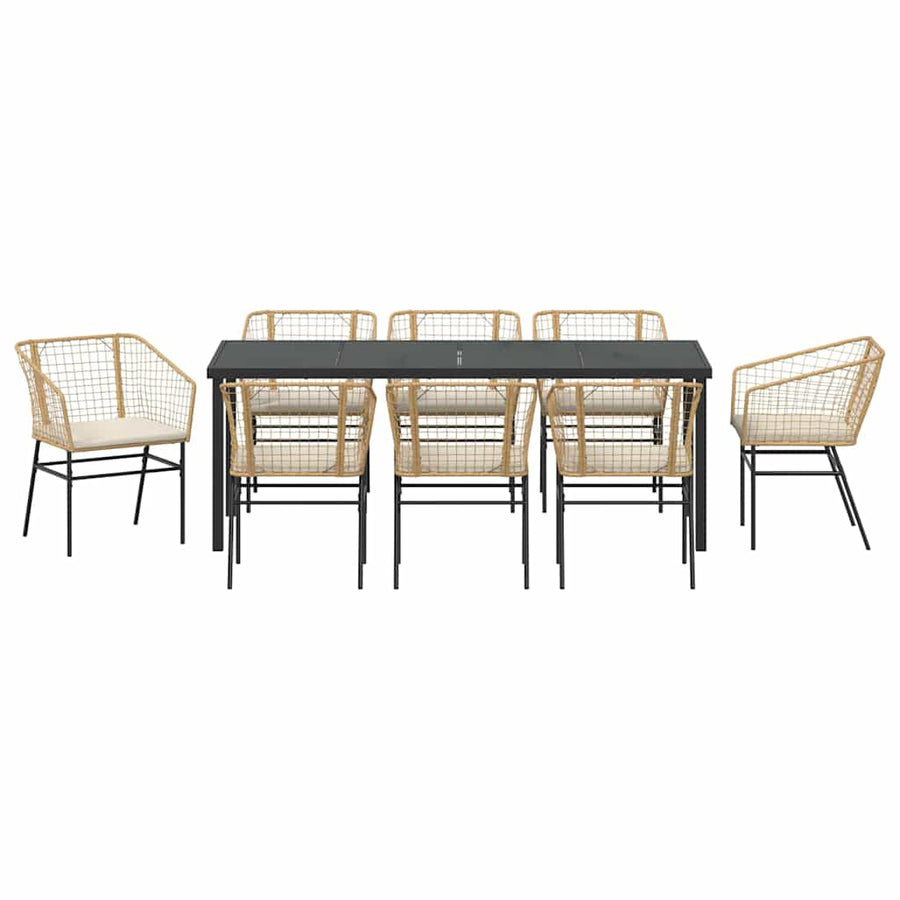 Tuin Eetset 9 Pcs Bruin Poly Rattan