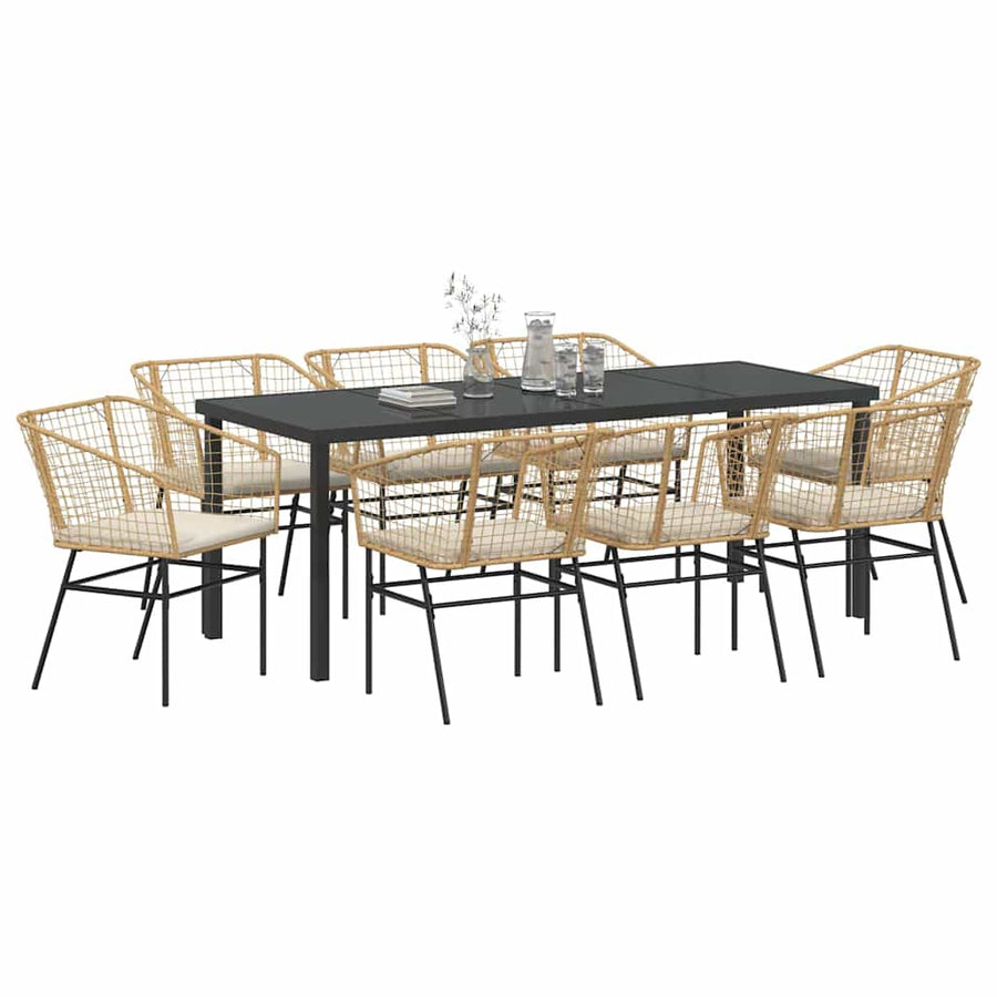 Tuin Eetset 9 Pcs Bruin Poly Rattan