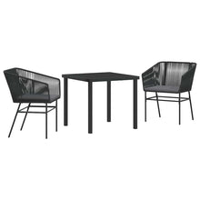 Tuin eettafelset met kussen 3 pcs Zwart Gepoedercoat staal