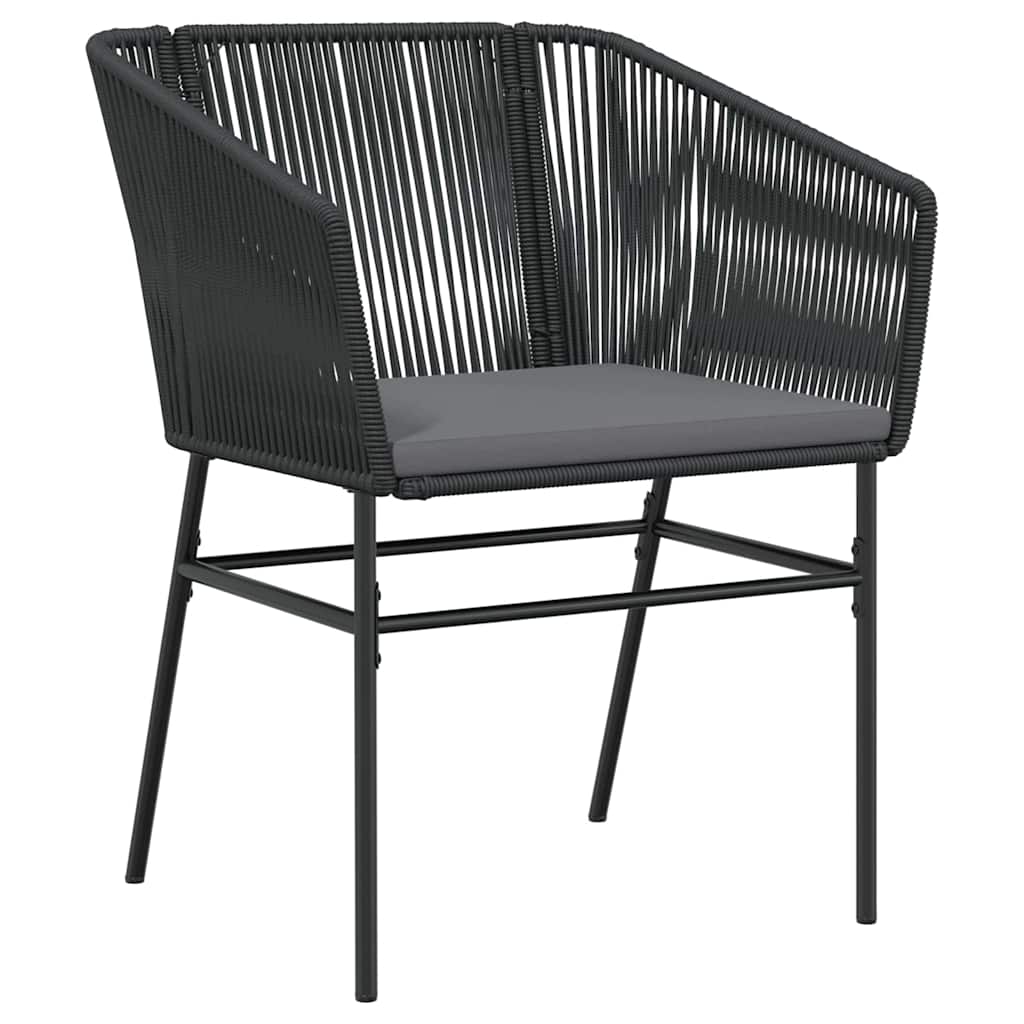 Tuin eettafelset met kussen 3 pcs Zwart Gepoedercoat staal