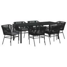 Tuin Eettafelset Met Kussen 7 Pcs Zwart Gepoedercoat Staal