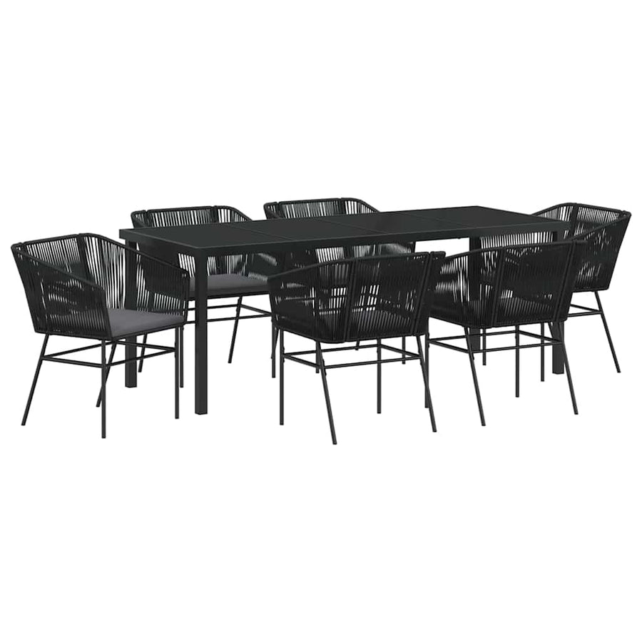 Tuin Eettafelset Met Kussen 7 Pcs Zwart Gepoedercoat Staal