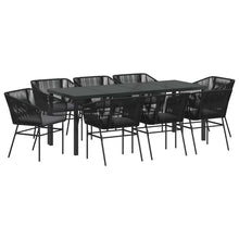 Tuin Eetset 9 Pcs Zwart Poly Riet