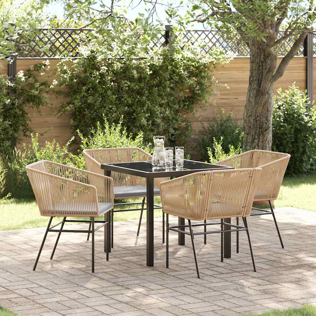 Tuin eettafelset met kussen 5 pcs Bruin Gepoedercoat staal