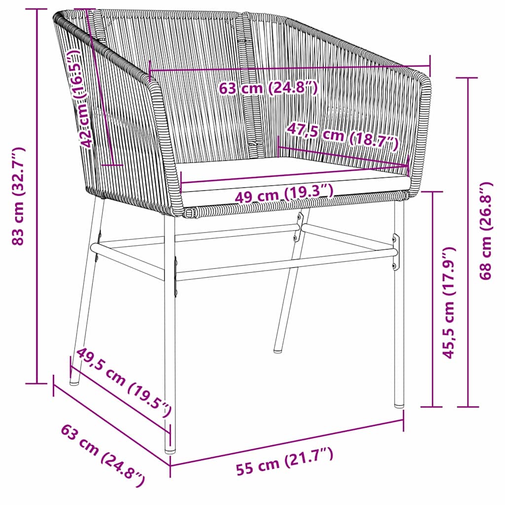 Tuin eettafelset met kussen 5 pcs Bruin Gepoedercoat staal