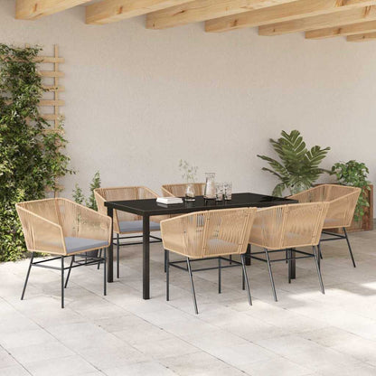 Tuin Eettafelset Met Kussen 7 Pcs Bruin Gepoedercoat Staal