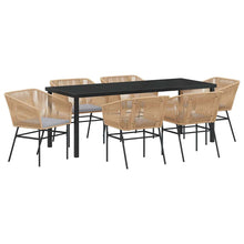 Tuin Eettafelset Met Kussen 7 Pcs Bruin Gepoedercoat Staal