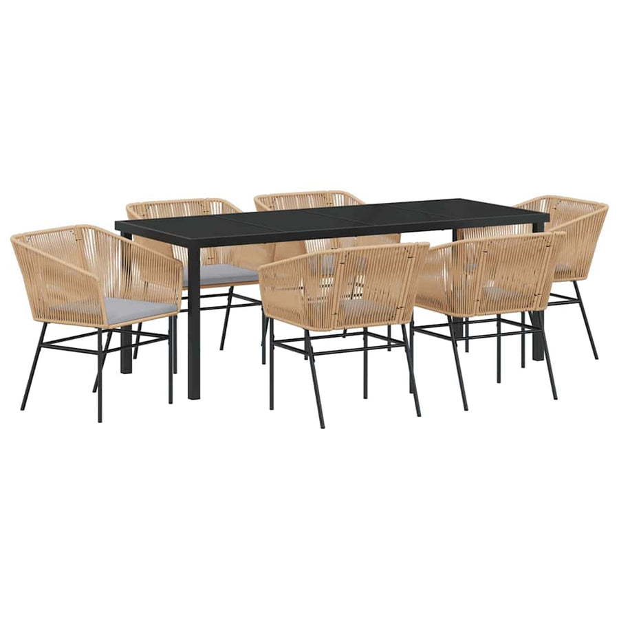 Tuin Eettafelset Met Kussen 7 Pcs Bruin Gepoedercoat Staal