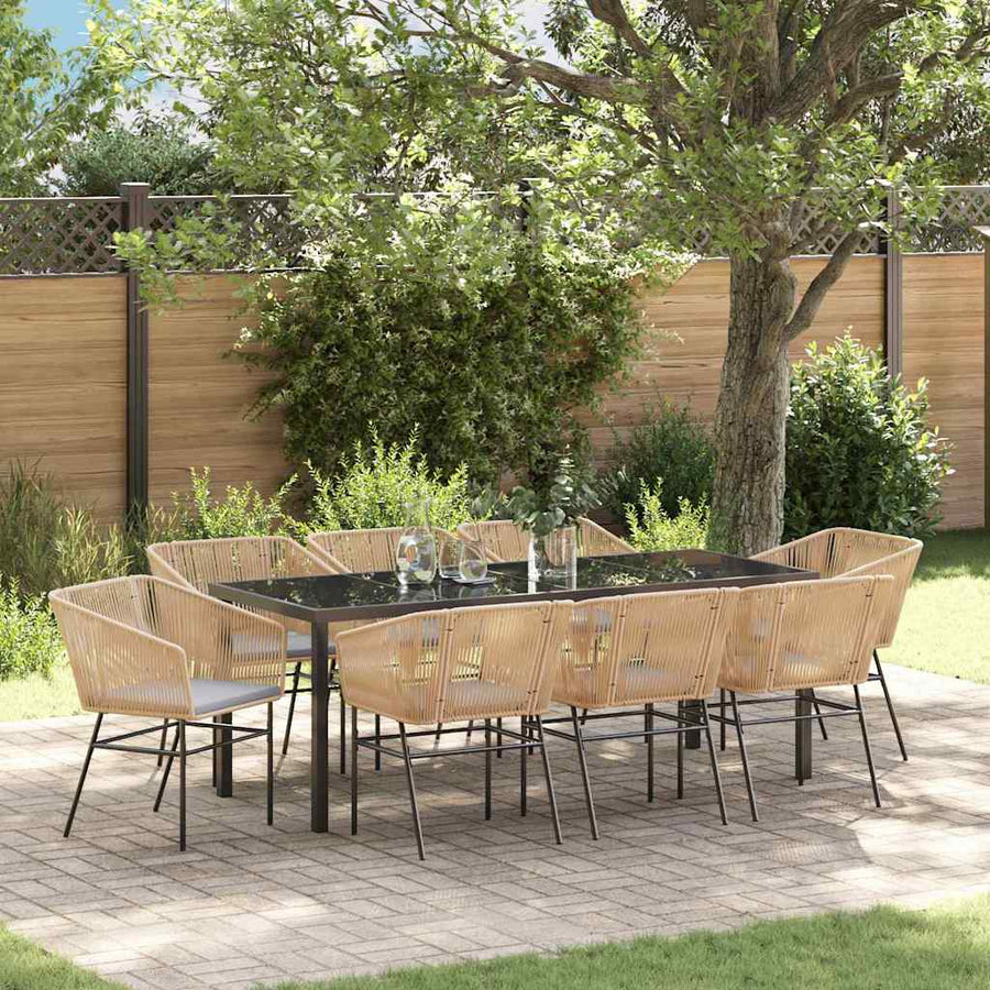 Tuin Eetset 9 Pcs Bruin Poly Riet