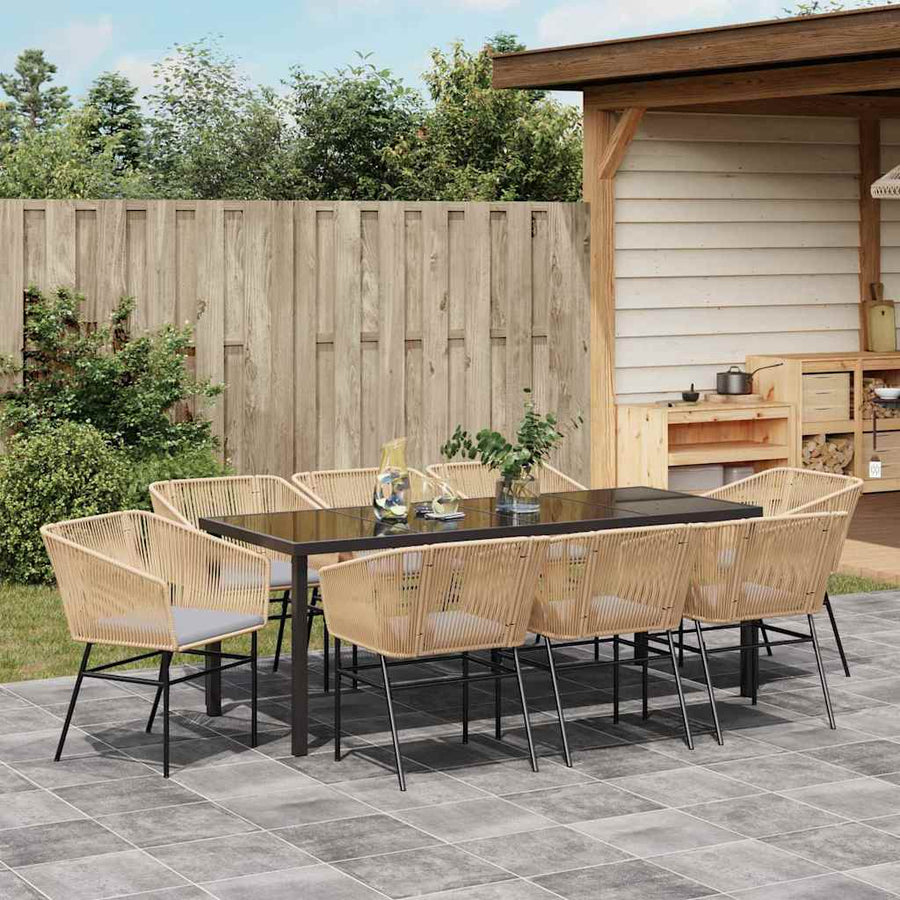 Tuin Eetset 9 Pcs Bruin Poly Riet