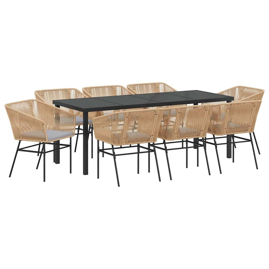 Tuin Eetset 9 Pcs Bruin Poly Riet