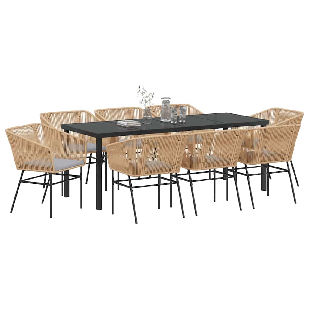 Tuin Eetset 9 Pcs Bruin Poly Riet