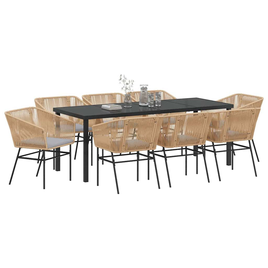 Tuin Eetset 9 Pcs Bruin Poly Riet