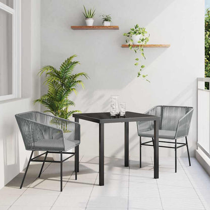 Tuin eettafelset met kussen 3 pcs Grijs Gepoedercoat staal