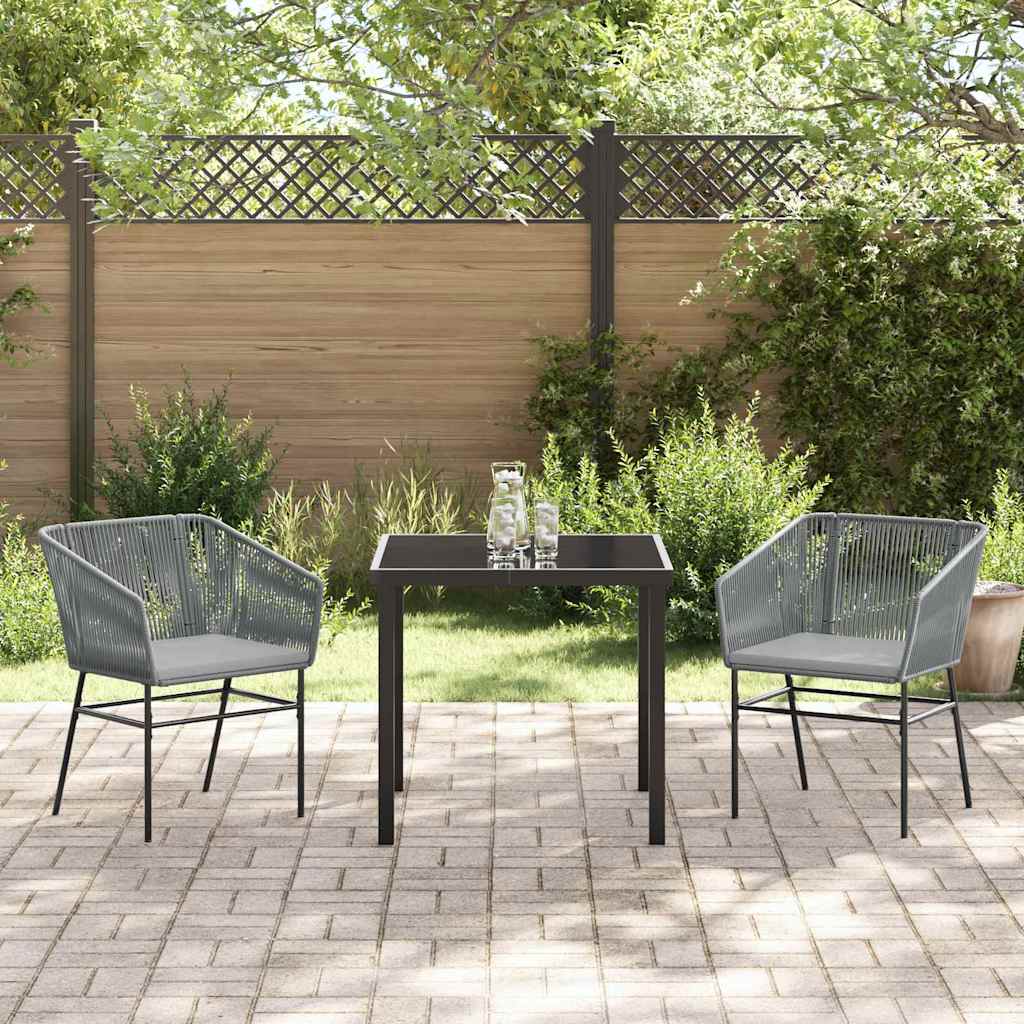 Tuin eettafelset met kussen 3 pcs Grijs Gepoedercoat staal
