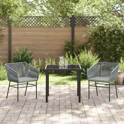 Tuin eettafelset met kussen 3 pcs Grijs Gepoedercoat staal