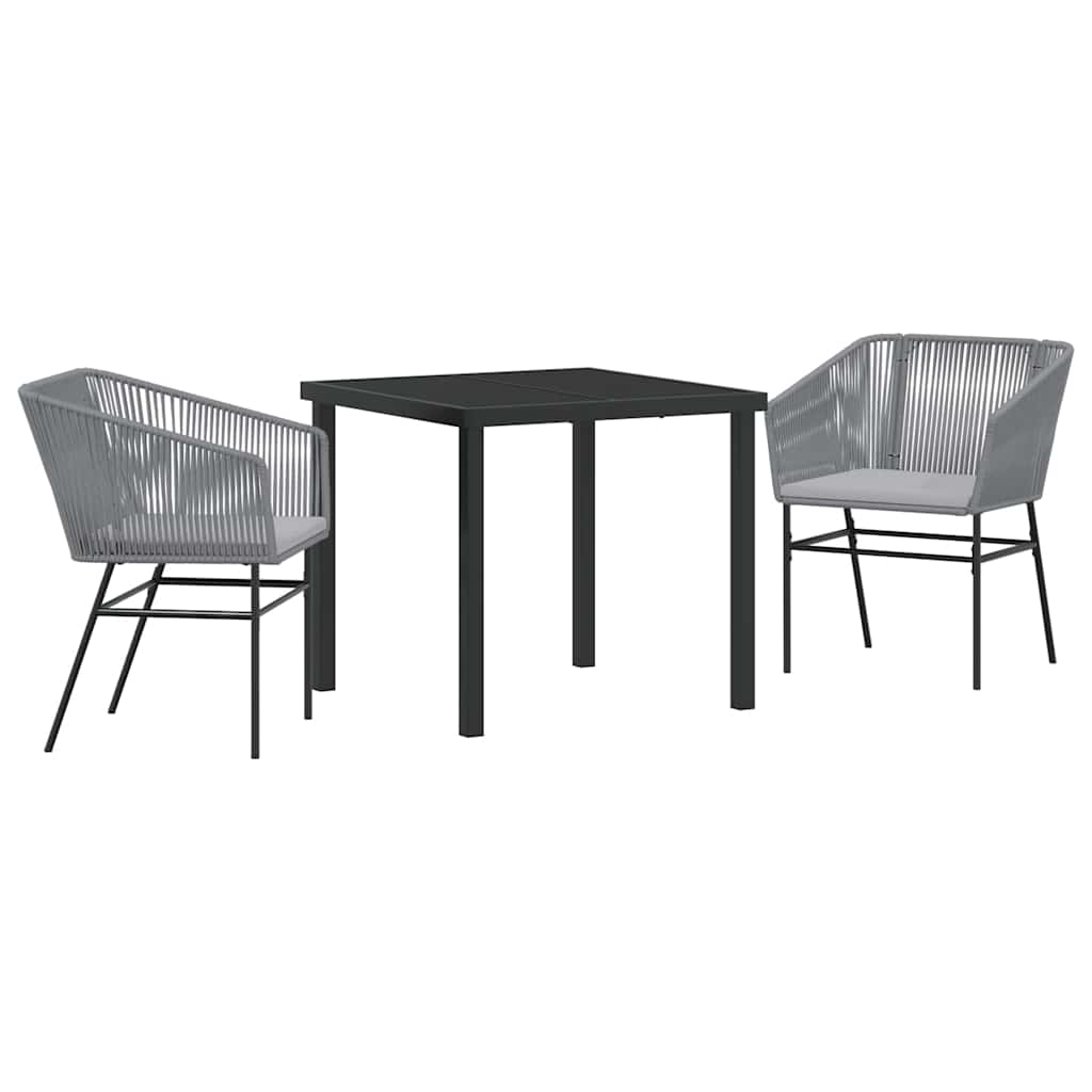 Tuin eettafelset met kussen 3 pcs Grijs Gepoedercoat staal