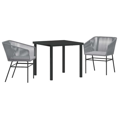Tuin eettafelset met kussen 3 pcs Grijs Gepoedercoat staal