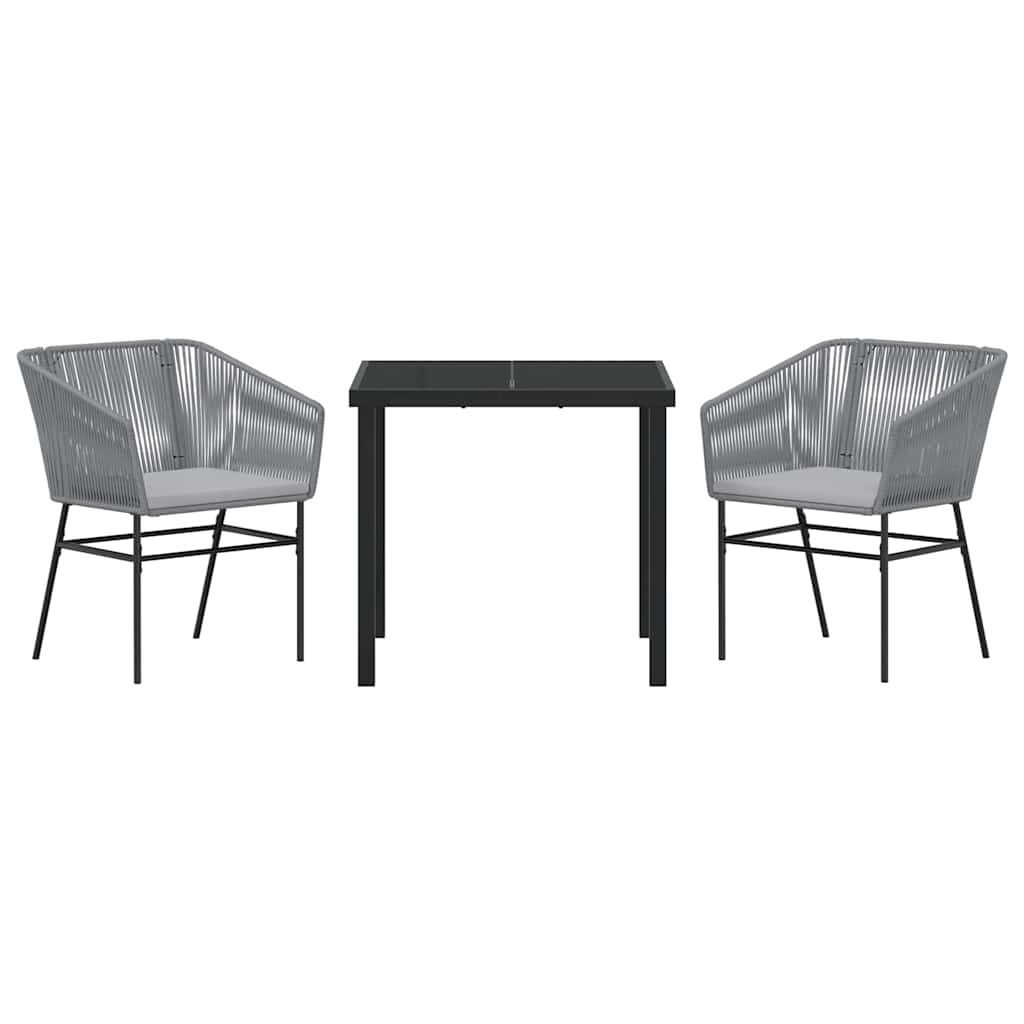 Tuin eettafelset met kussen 3 pcs Grijs Gepoedercoat staal