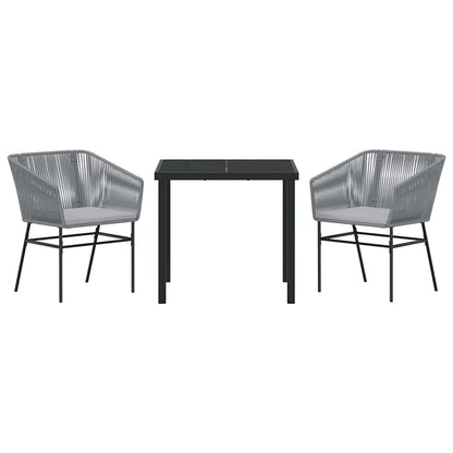 Tuin eettafelset met kussen 3 pcs Grijs Gepoedercoat staal