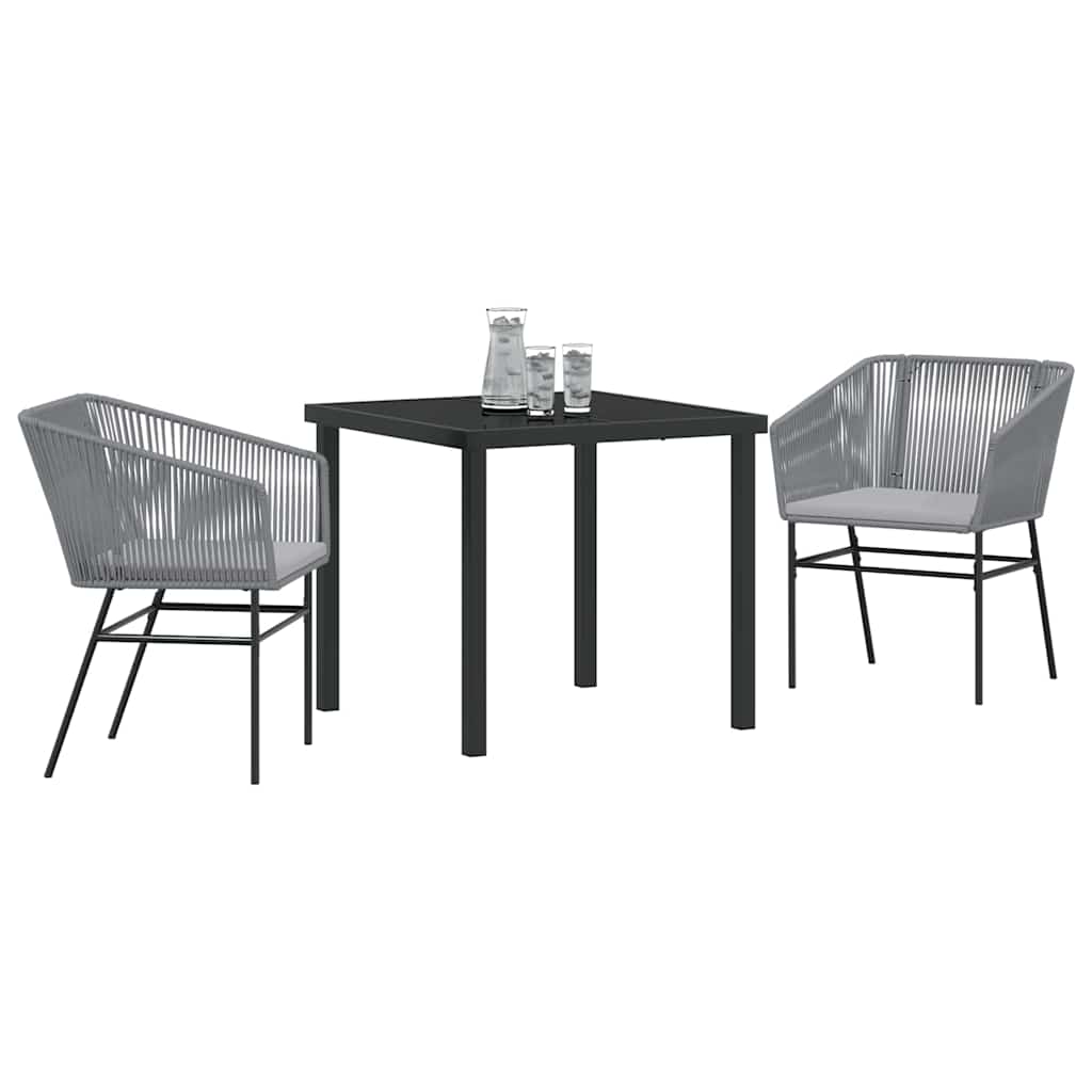 Tuin eettafelset met kussen 3 pcs Grijs Gepoedercoat staal