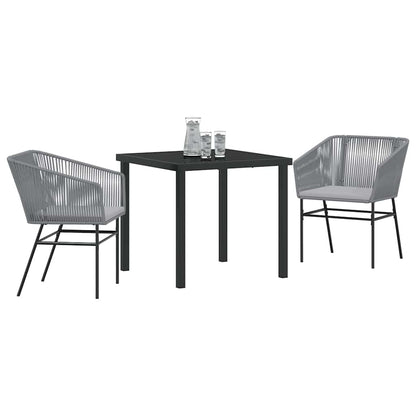 Tuin eettafelset met kussen 3 pcs Grijs Gepoedercoat staal