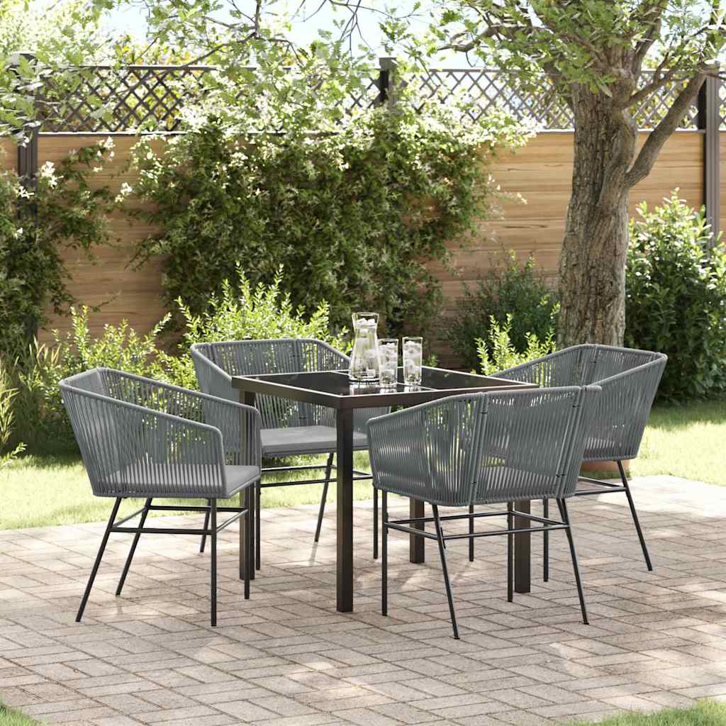 Tuin eettafelset met kussen 5 pcs Grijs Gepoedercoat staal