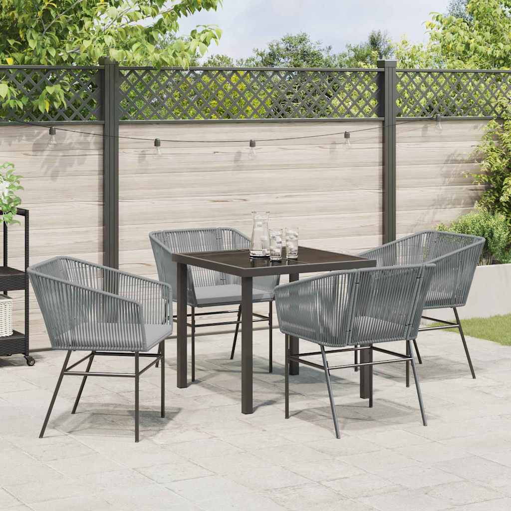 Tuin eettafelset met kussen 5 pcs Grijs Gepoedercoat staal