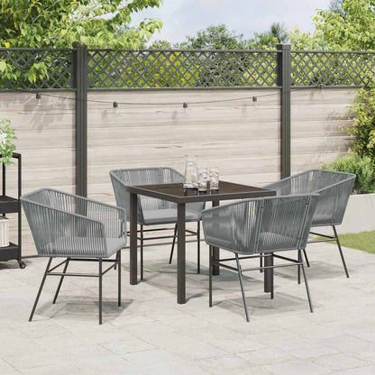 Tuin eettafelset met kussen 5 pcs Grijs Gepoedercoat staal