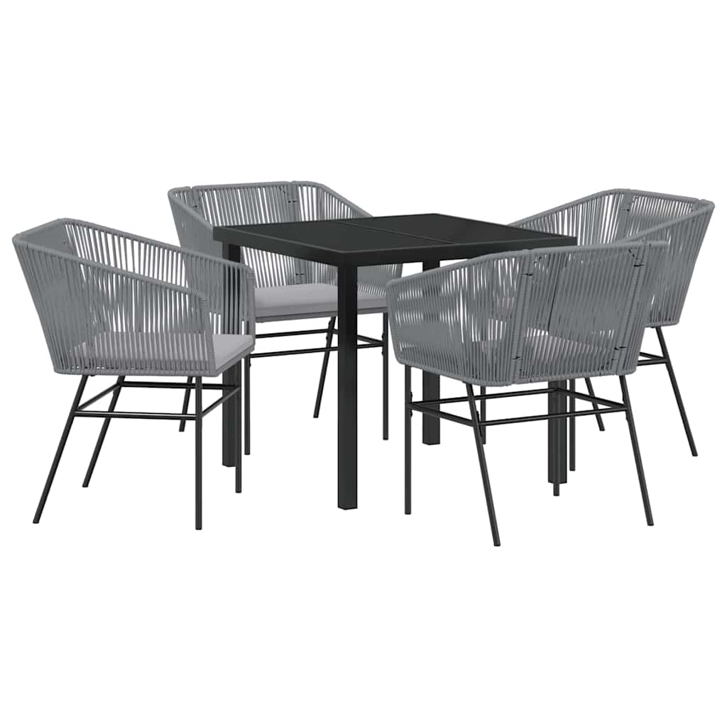 Tuin eettafelset met kussen 5 pcs Grijs Gepoedercoat staal