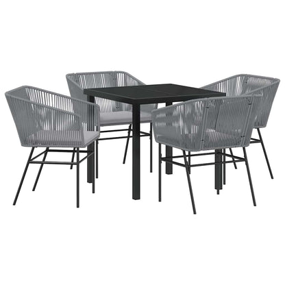 Tuin eettafelset met kussen 5 pcs Grijs Gepoedercoat staal