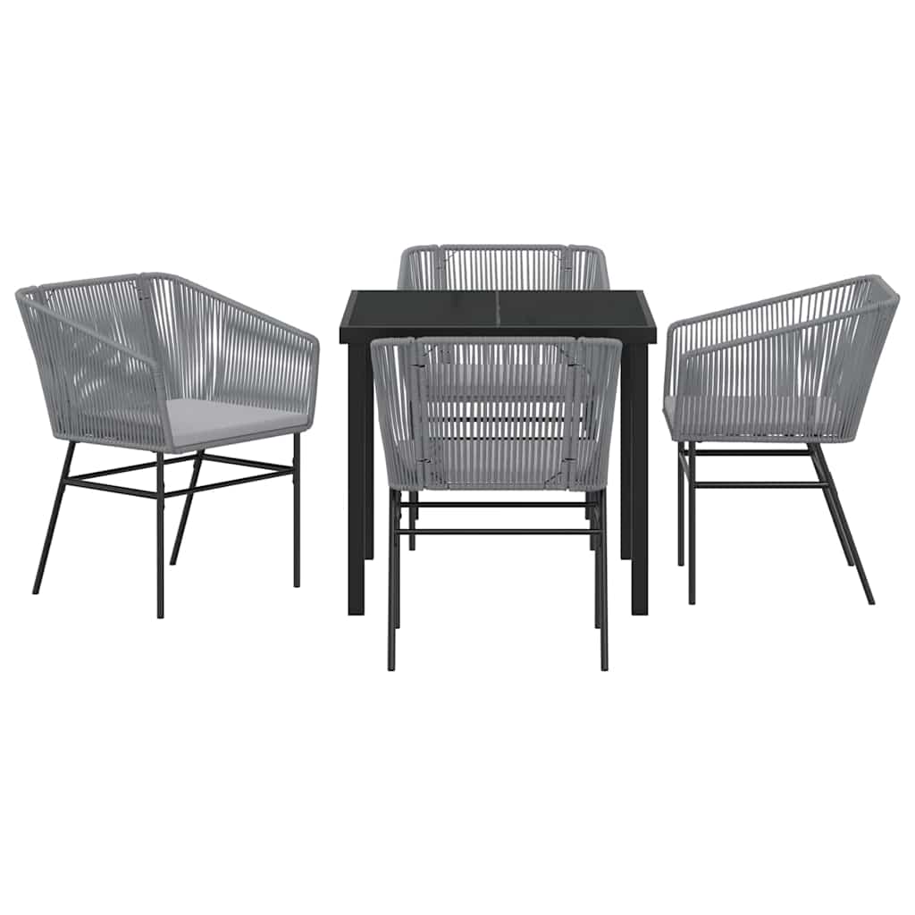 Tuin eettafelset met kussen 5 pcs Grijs Gepoedercoat staal