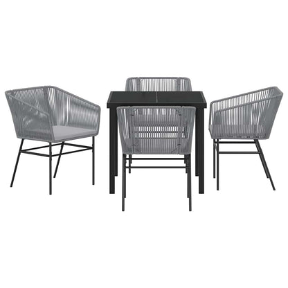 Tuin eettafelset met kussen 5 pcs Grijs Gepoedercoat staal