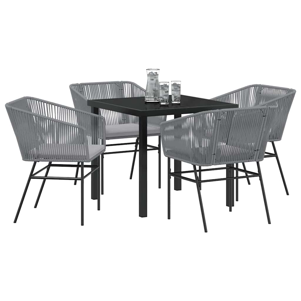 Tuin eettafelset met kussen 5 pcs Grijs Gepoedercoat staal