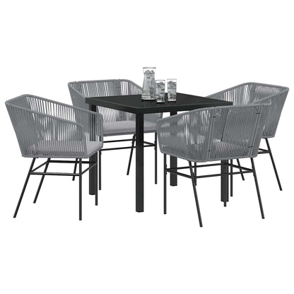 Tuin eettafelset met kussen 5 pcs Grijs Gepoedercoat staal