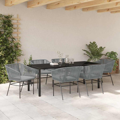 Tuin Eetset 7 Pcs Grijs Poly Riet