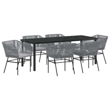 Tuin Eetset 7 Pcs Grijs Poly Riet