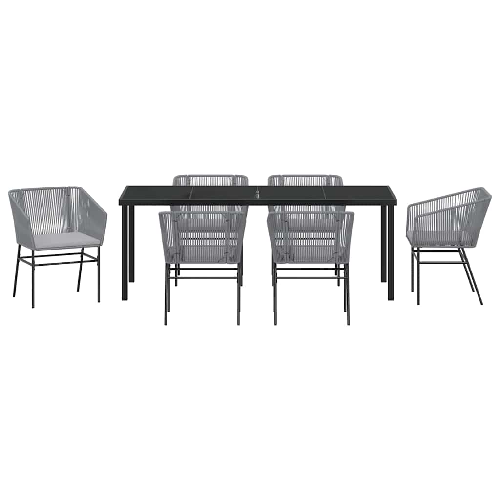 Tuin Eetset 7 Pcs Grijs Poly Riet