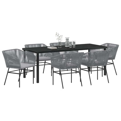 Tuin Eetset 7 Pcs Grijs Poly Riet