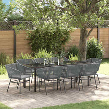 Tuin Eettafelset Met Kussen 9 Pcs Grijs Gepoedercoat Staal