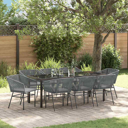 Tuin Eettafelset Met Kussen 9 Pcs Grijs Gepoedercoat Staal