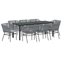 Tuin Eettafelset Met Kussen 9 Pcs Grijs Gepoedercoat Staal