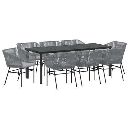 Tuin Eettafelset Met Kussen 9 Pcs Grijs Gepoedercoat Staal