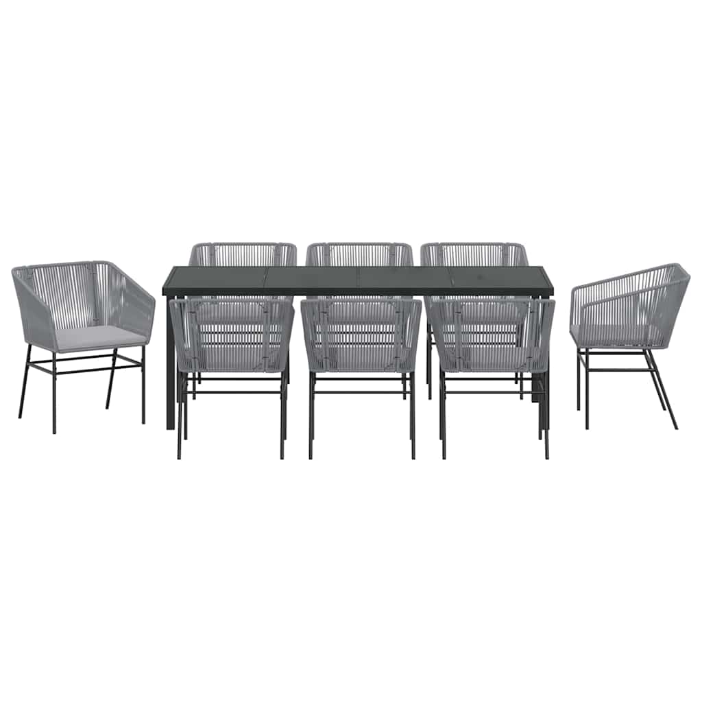 Tuin Eettafelset Met Kussen 9 Pcs Grijs Gepoedercoat Staal