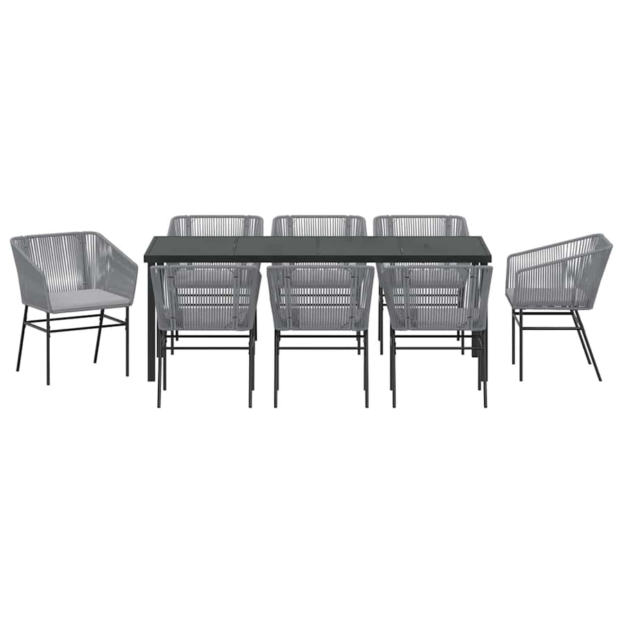 Tuin Eettafelset Met Kussen 9 Pcs Grijs Gepoedercoat Staal
