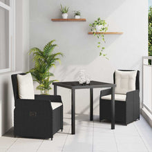 Tuin eettafelset 3 pcs Zwart poly rattan