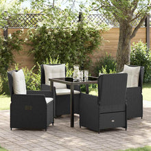 Tuin eettafelset 5 pcs Zwart poly rattan