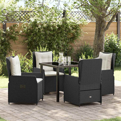 Tuin eettafelset 5 pcs Zwart poly rattan