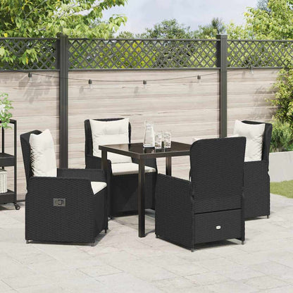 Tuin eettafelset 5 pcs Zwart poly rattan