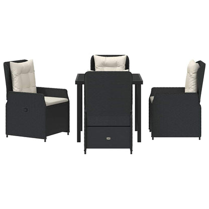 Tuin eettafelset 5 pcs Zwart poly rattan